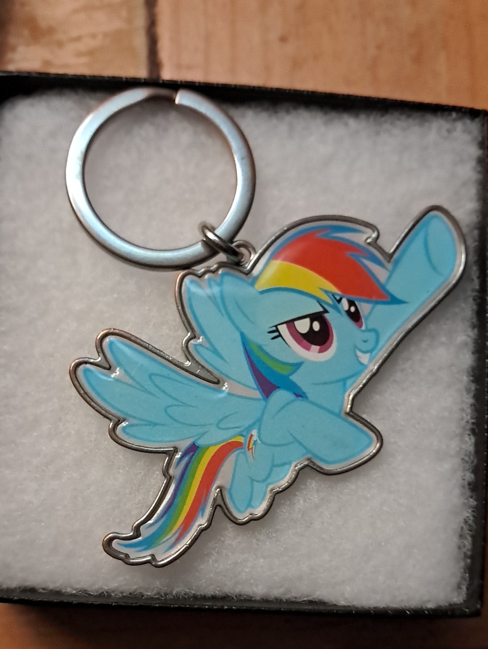 Vintage Rainbow Dash Enamel Keychain - Blue with Rainbow Accents